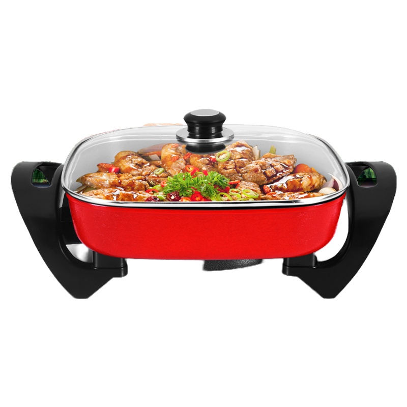 多用时光旧巷多功能一体插电不粘锅电炉电抄炒锅家用炒菜电烤锅烧烤锅 黑色小容量