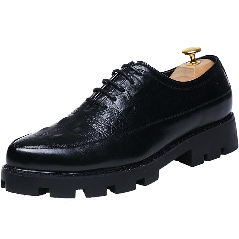 绛天鳄鱼纹皮鞋新款男士增高夜店厚底鞋大码47百搭DJ发型师潮鞋拼接48休闲鞋男