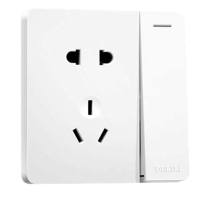 德力西 CD821系列 10A五孔插座带一开双控开关 时尚白 (单位:个)