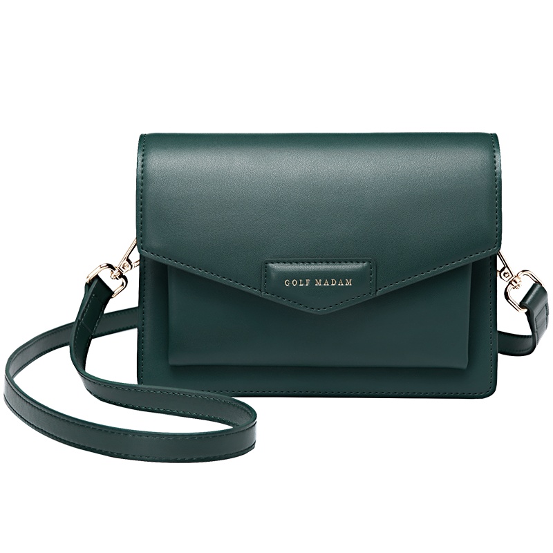 高尔夫GOLF时尚小方包潮流女士优质牛皮斜挎包休闲大容量单肩包可拆卸肩带信封包