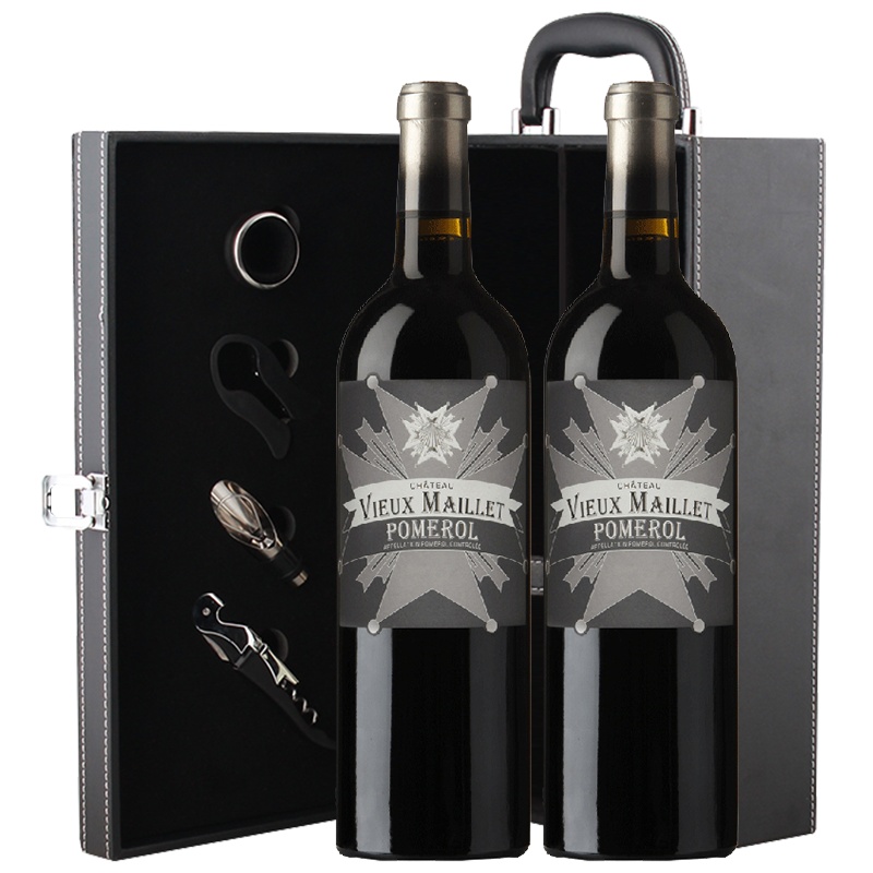 爱克维iCuvee精品酒 法国进口红酒 波美侯产区 老梅耶城堡干红葡萄酒 750ml*2瓶 双支礼盒装