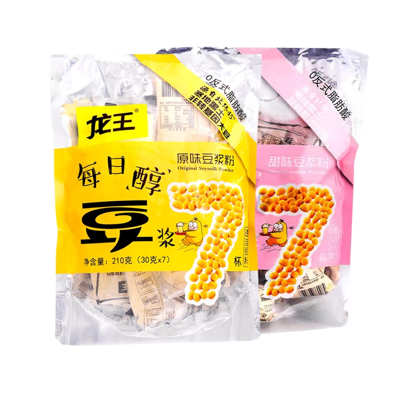 龙王豆浆粉210gx4袋速溶豆浆(原味2袋+甜味2袋)