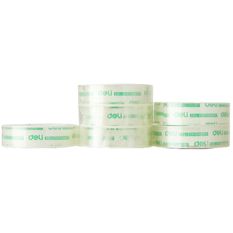 得力(deli)30029文具透明胶带学生文具手工使用胶布12mm*18m 6卷/筒