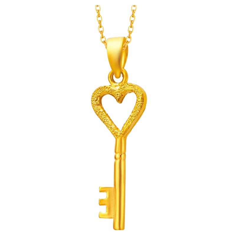 周大福开心钥匙光砂足金金吊坠(工费:48计价)F217473