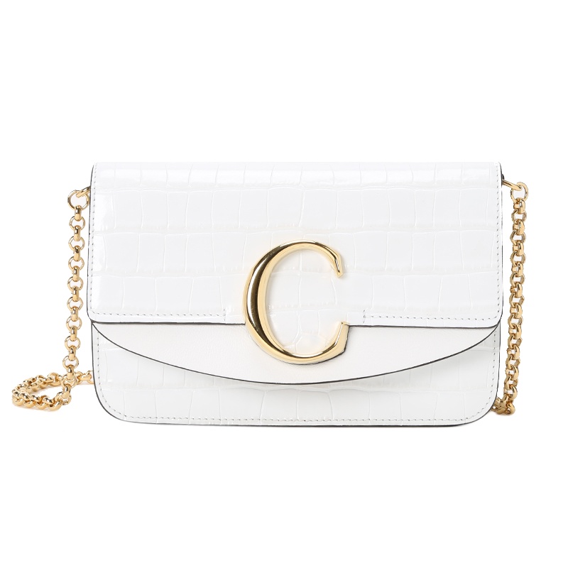 CHLOE C标识 鳄鱼压纹 斜挎包CHC19SS192 金扣