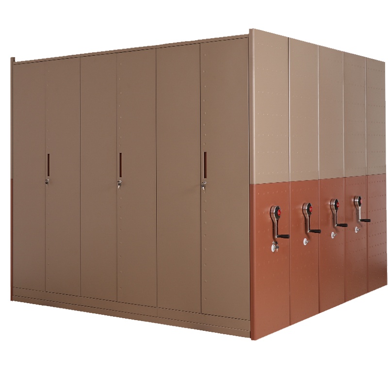 质凡密集架文件资料架移动式档案柜钢制轨道手摇密集架手动密集柜每立方米单价