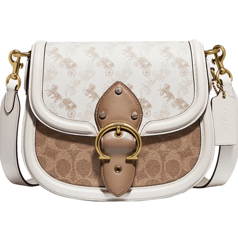 COACH 蔻驰 BEAT 马鞍包 C带扣 织物拼皮 C3837 预售