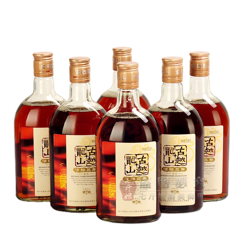古越龙山 绍兴黄酒清醇三年花雕酒糯米酒 500ML*6瓶
