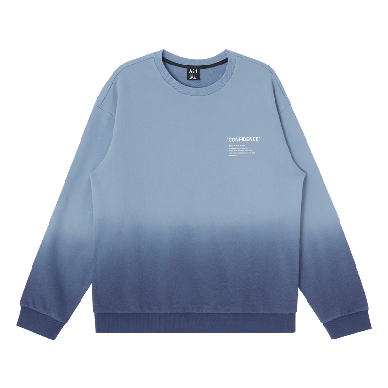 A21春季2021新款男装宽松圆领潮牌卫衣男士渐变上衣秋冬款