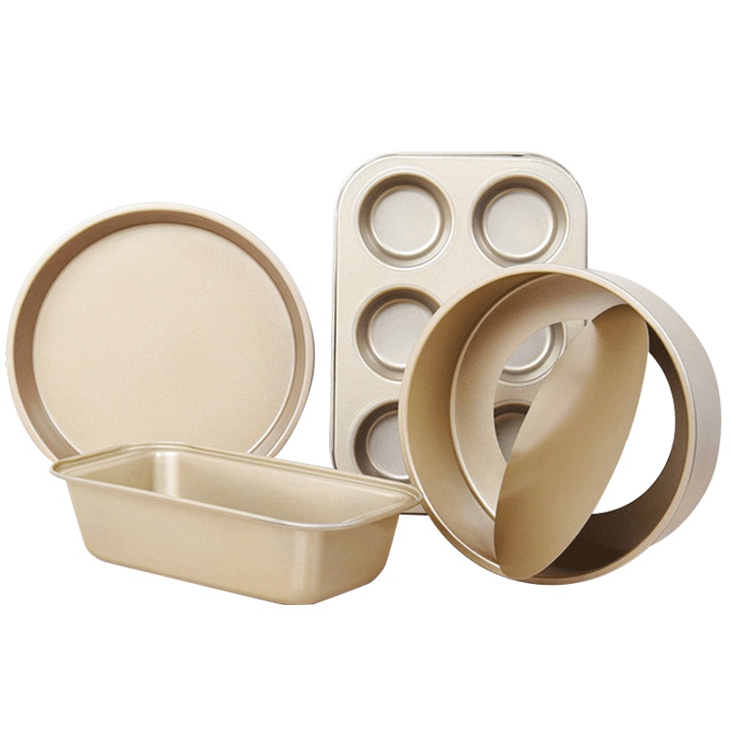 Hauswirt/海氏 金色碳钢模具四件套 蛋糕模具套餐 烘焙工具套装 烤箱家用西点饼干披萨新手烘培