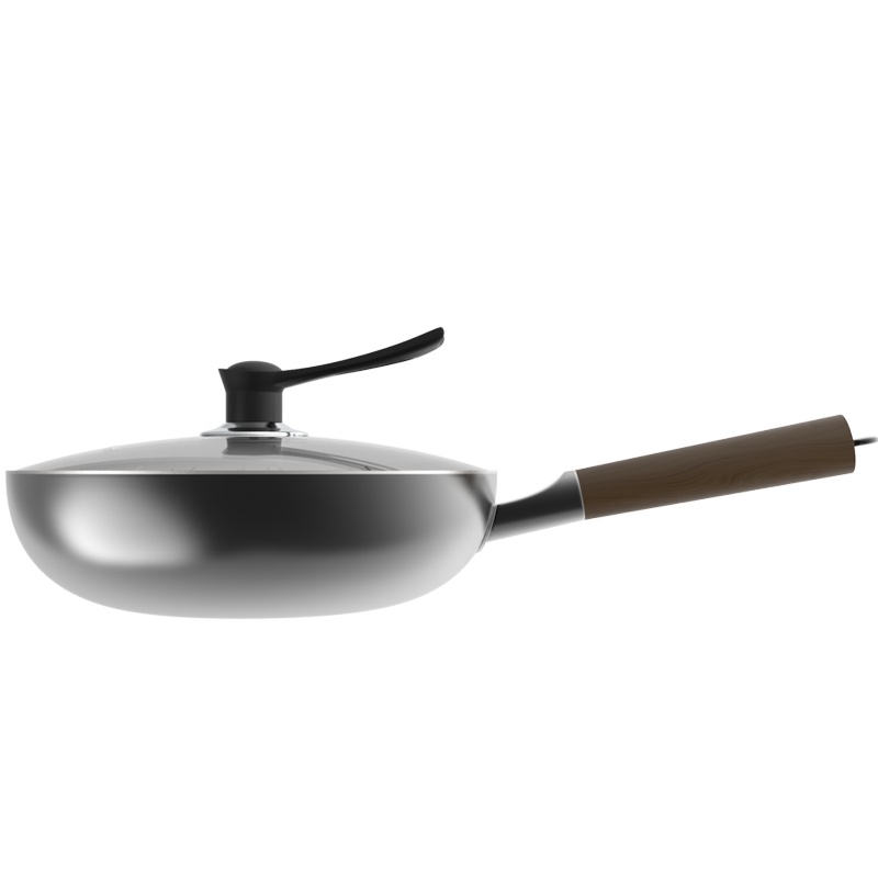 英国EWIWE 窒化渗氮铁锅炒锅手工老式炒菜锅无涂层不粘锅家用锅具电磁炉燃气适用章丘锤纹工艺铁锅 32厘米铁锅带盖