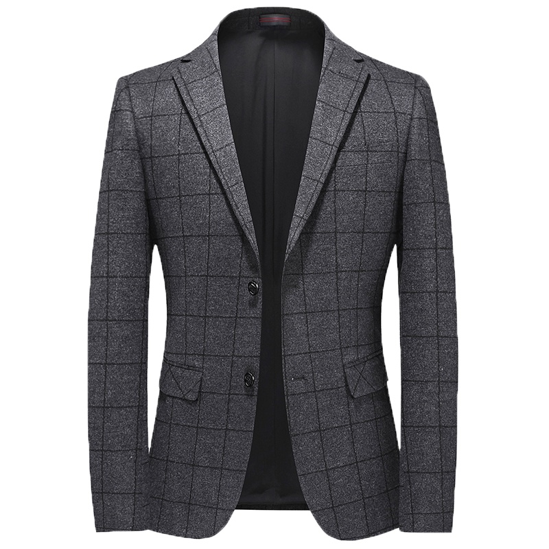 冰洁 休闲男士格子潮西装外套2020春秋商务上衣西服