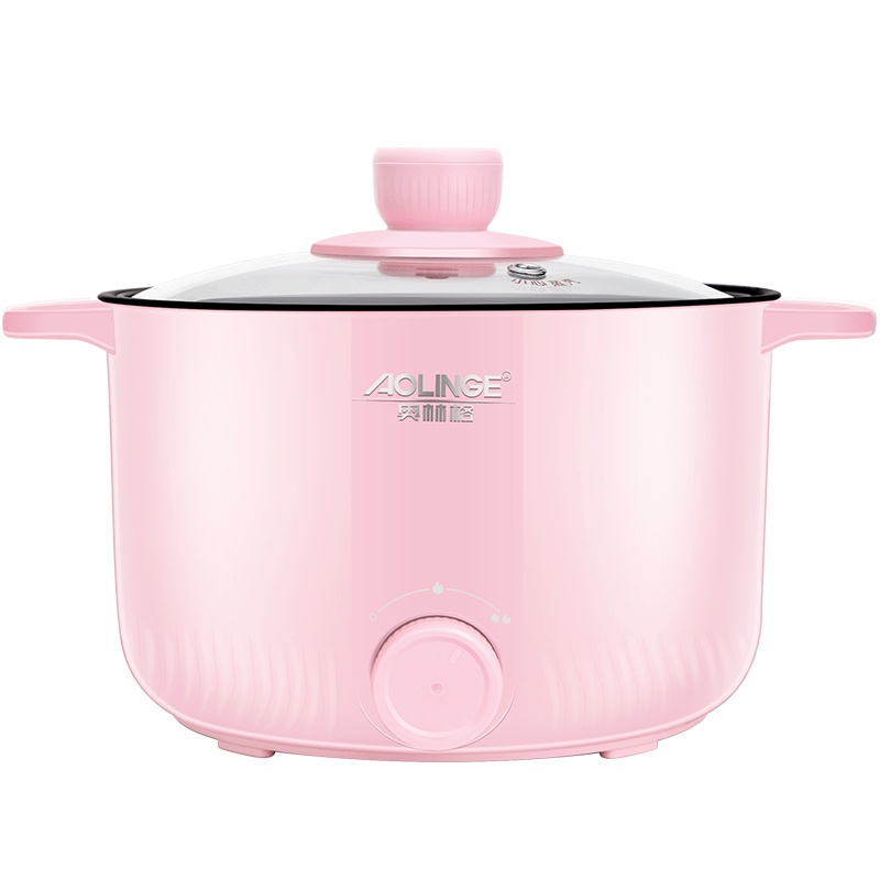 奥林格ZG-A3宿舍锅学生多功能电煮锅家用小功率寝室炒菜煎神器一体火锅2L 紫薇粉（不带）