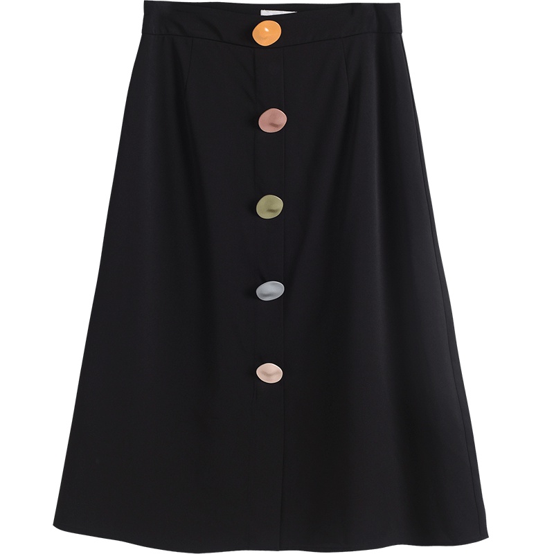 OSA欧莎2019新款夏黑色半身裙女中长款a字裙适合胯大腿粗的裙子