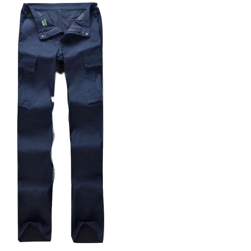 春夏纯色棉工人工作裤男耐磨防烫电焊工作裤子宽松多口袋劳保裤工地工装职业套装 威珺