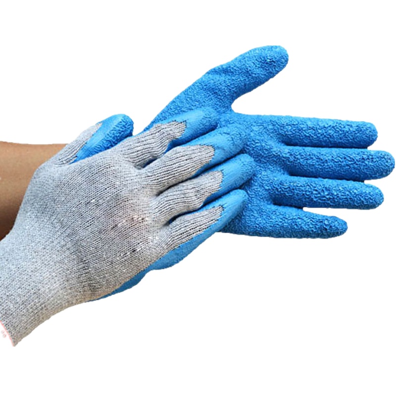 苏识 S-S025 乳胶浸塑防护劳保工作手套 耐磨 10针粗纱 L码 12付(计价单位:付)蓝、黑色