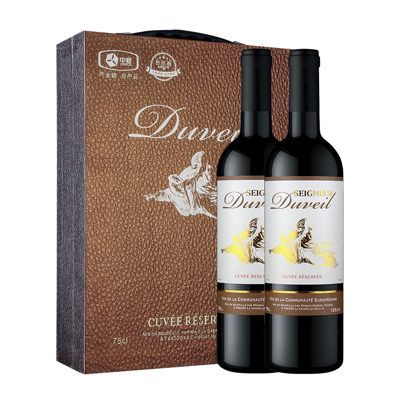 法国督维庄园珍藏干红葡萄酒双支礼盒 原瓶进口750ml*2