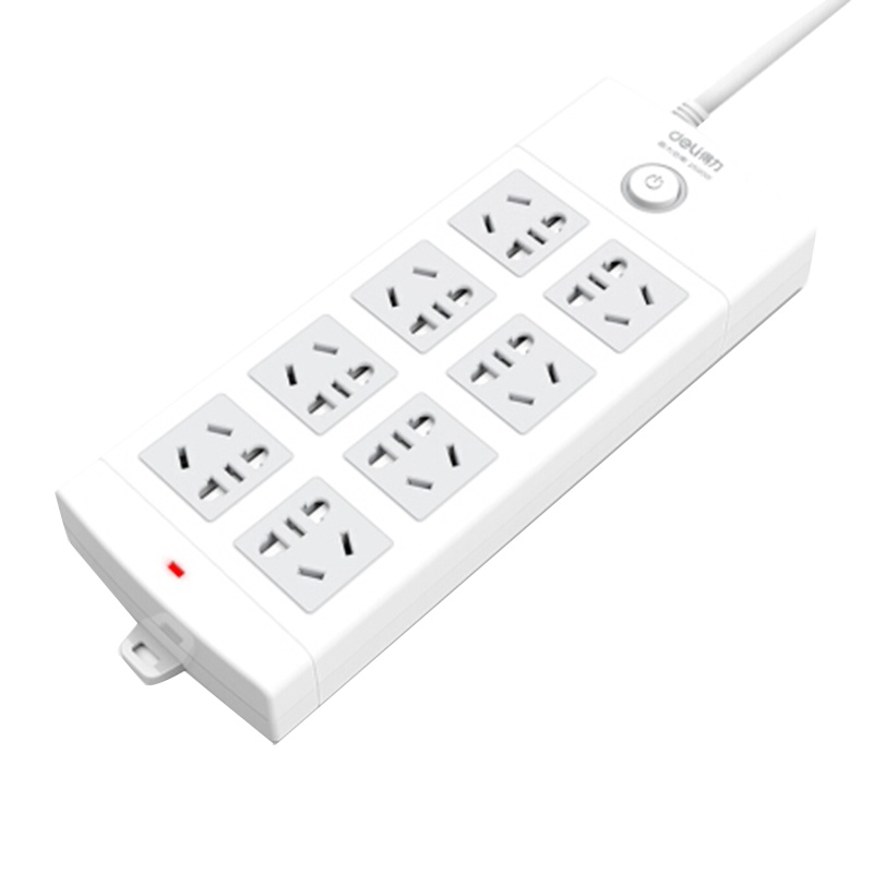 得力 18263插座 插排/插线板/接线板/排插/拖线板 新国标 8位组合孔5米 总控开关