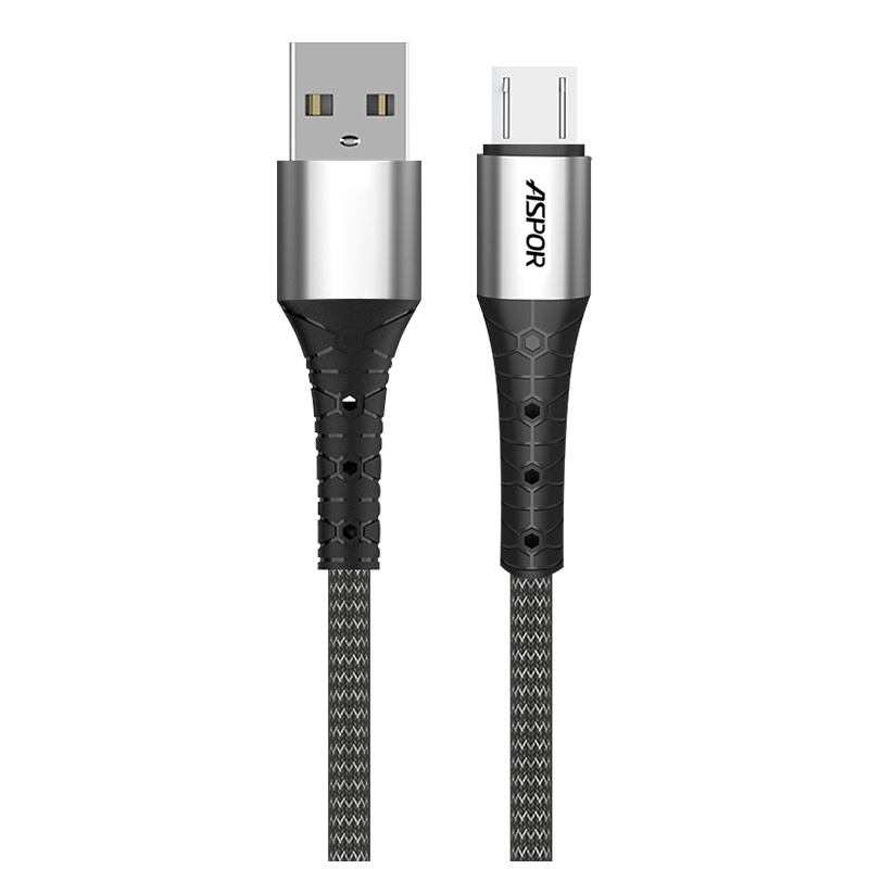 [以换代修]ASPOR 安卓接口手机数据线 2.4A快充手机充电线 安卓数据线小米VIVO华为OPPO魅族通用 1米银色