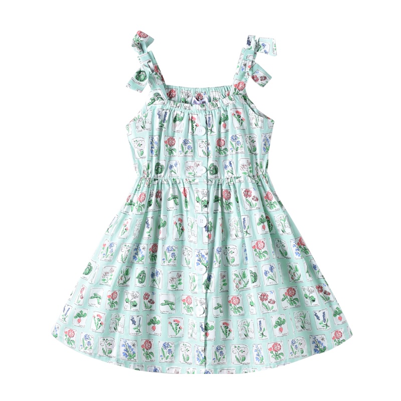 铅笔俱乐部童装202夏装新款女童吊带裙子儿童碎花连衣裙