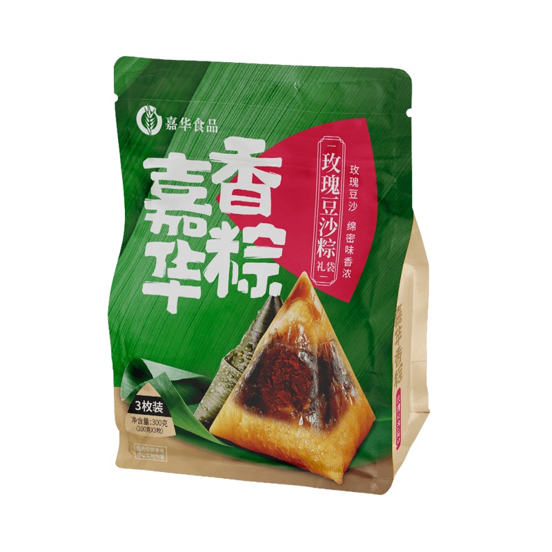 嘉华玫瑰豆沙粽子礼袋300g 嘉兴粽子3枚 传统小吃端午香粽