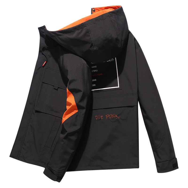 春秋薄款夹克连帽拉链大口袋工装痞帅外套男潮流百搭简约休闲衣服. DQC8025