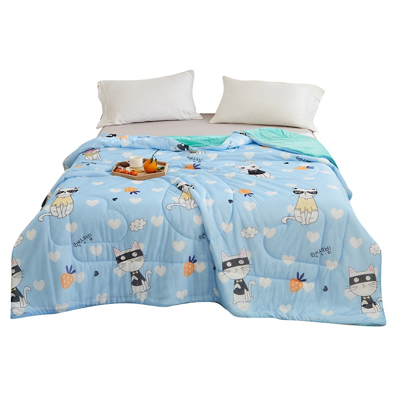 泰念(Tai nian)凉感丝印花夏被/空调被儿童夏凉被可机洗被芯夏天薄被子儿童学生宿舍盖被1.5m床被子