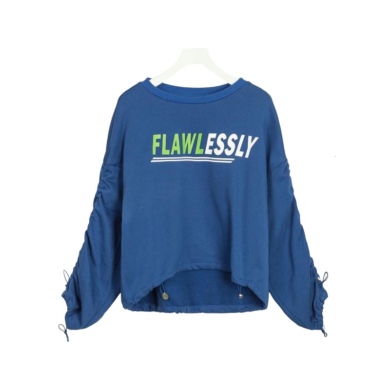 7M印花宽松上衣秋冬装新款潮T恤字母运动长袖卫衣女秋70009108