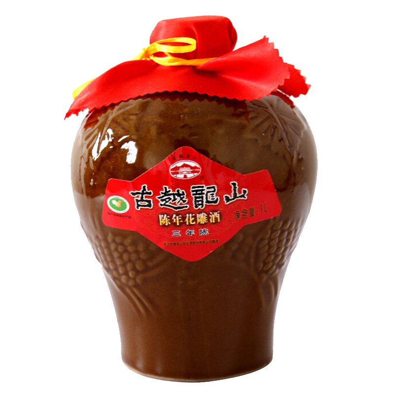 古越龙山 绍兴黄酒 花雕酒糯米 三年陈 陈年花雕酒 1L