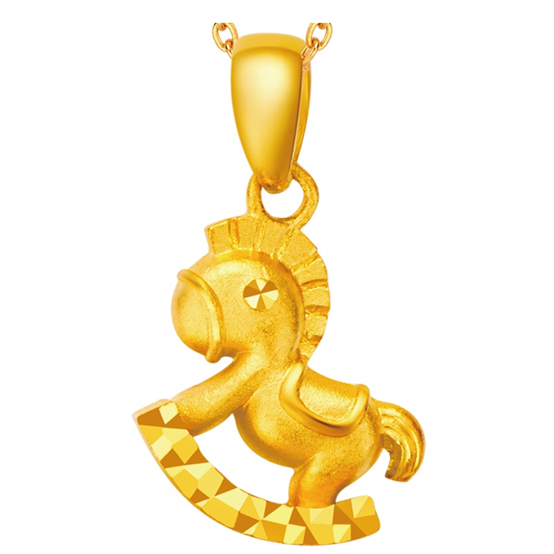 周大福生肖木马足金黄金吊坠经典版计价（工费48元）F169890