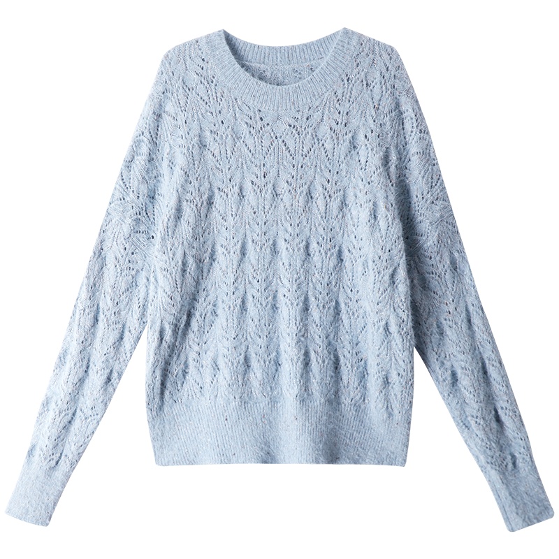 OSA欧莎软奶蓝慵懒风宽松套头毛衣女2021年新款秋冬外穿针织上衣