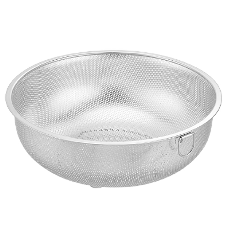 304不锈钢洗米筛洗菜篮沥水漏盆烘焙精灵家用淘米器淘米盆洗米盆洗米 _小孔款单环19.5cm#