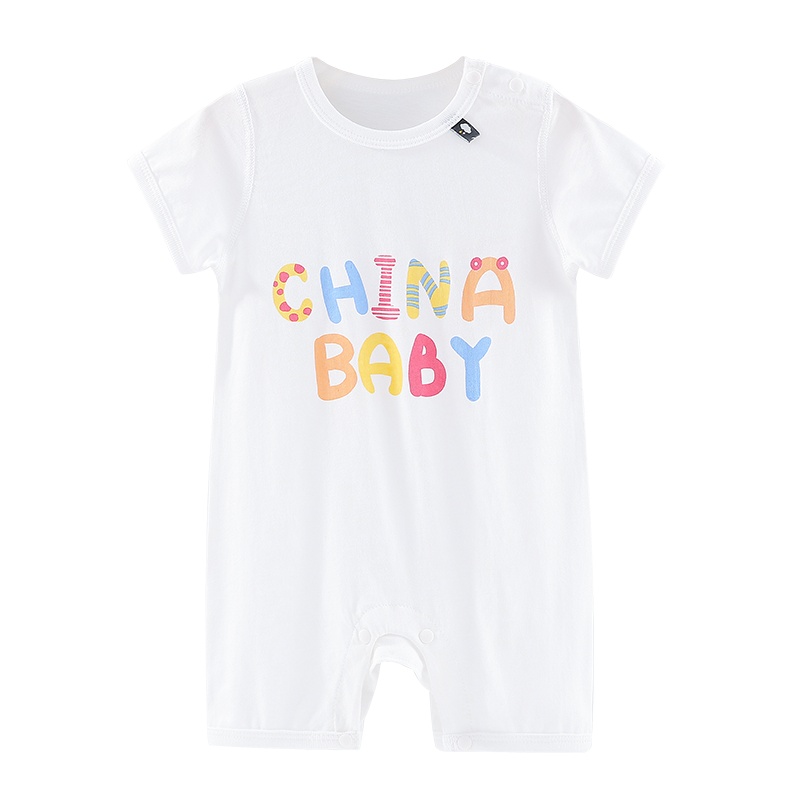 Aengbay 婴儿薄棉连体衣卫衣爬服中国风夏天衣服幼儿外出宝宝哈衣