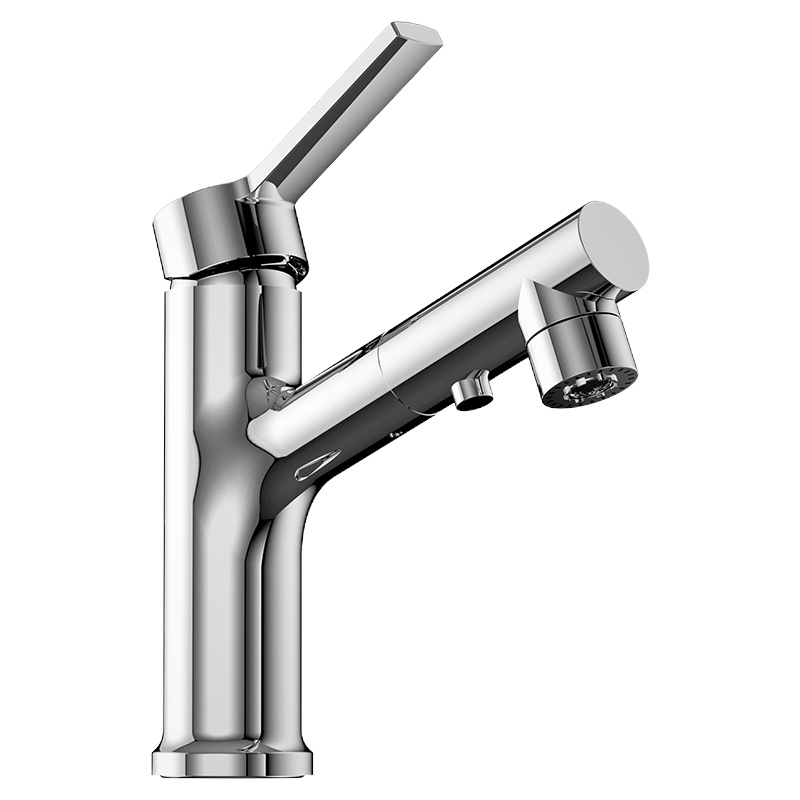 法恩莎(FAENZA)精铜卫浴龙头抽拉式面盆龙头冷热双控陶瓷阀芯洗手盆龙头