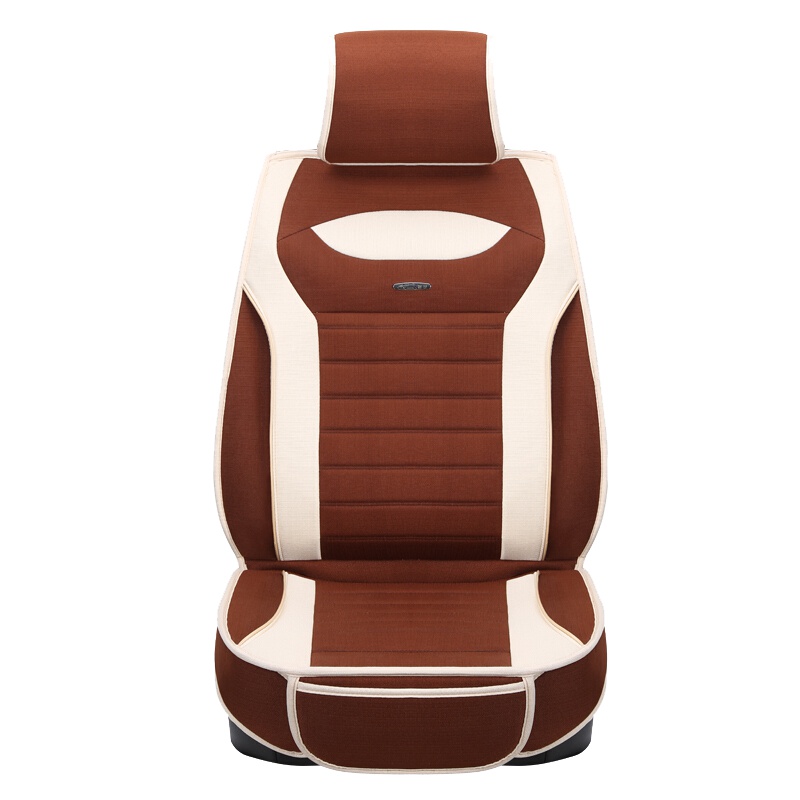 布雷什(BOLISH)五座四季通用汽车坐垫冬季保暖仿亚麻养生全包围汽车座垫车座垫车内饰品全麻标准款咖色