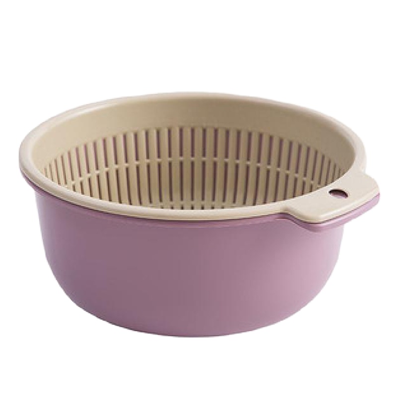 双层洗菜盆塑料漏盆厨房洗菜篮子蔬菜洗水果篮沥水盆果蔬篮 FENGHOU 小号酒红