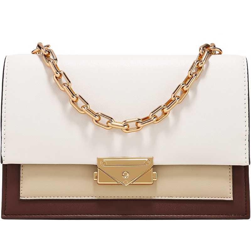 2019新款女包高级感小包包小CK简约百搭撞色小方包单肩斜挎链条包