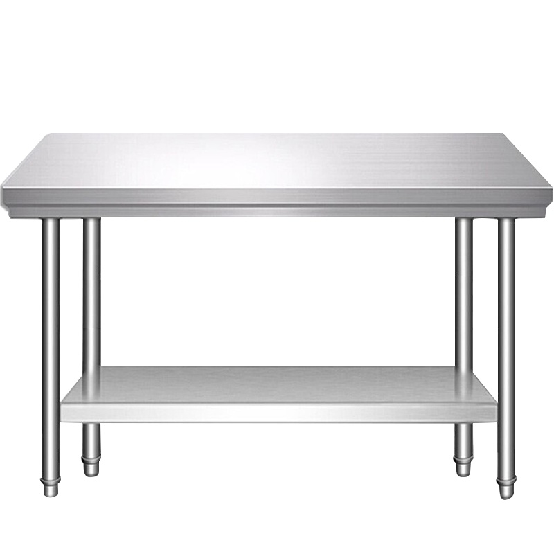 德玛仕不锈钢工作台 厨房操作台置物架商用打荷台 二层操作台1200x760x800mm(工程款201无磁不锈钢)