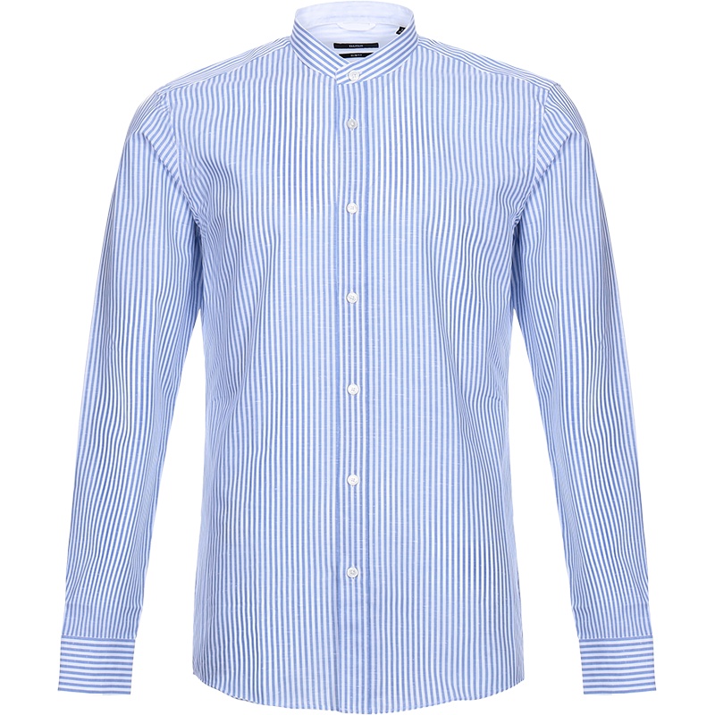 HUGO BOSS 雨果博斯 男士 纹棉/亚麻布修身款长袖衬衫 50432594