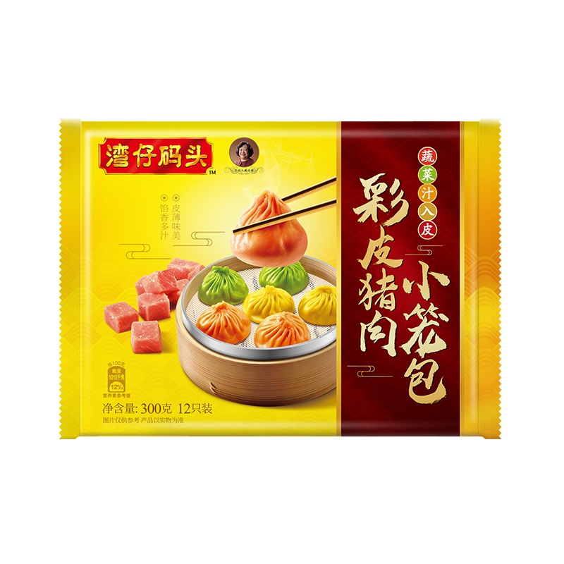 湾仔码彩皮猪肉小笼包300g