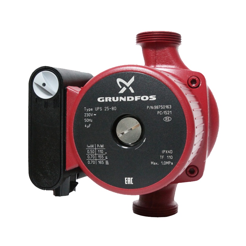 丹麦格兰富地暖循环泵UPS 25-80壁挂炉空气源热泵地暖锅炉循环泵地暖家用24KW以上适配 隐藏安装静音运行