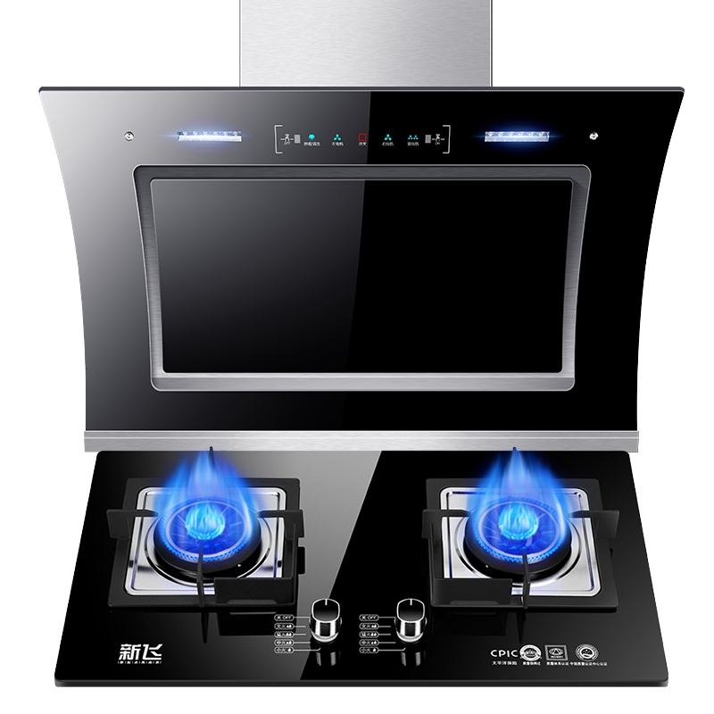 新飞抽油烟机灶具套餐25m³大风量大吸力烟灶套餐双电机自动清洗家用侧吸式油烟机套餐烟灶套装厨电套装组合 液化气燃气灶