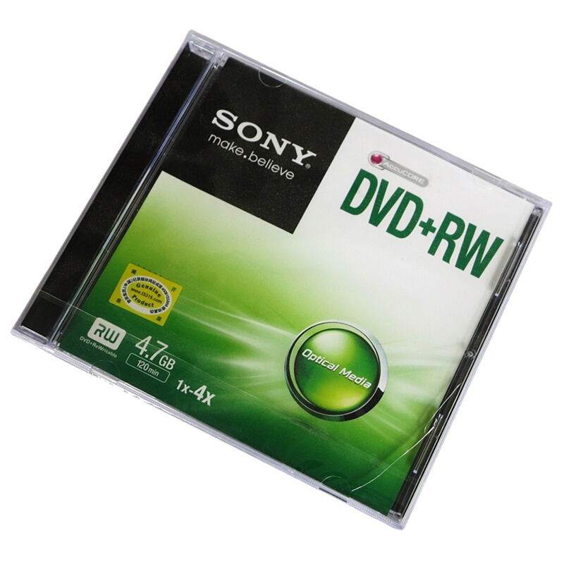 索尼SONY DVD+RW 4.7G 可重复擦写 单片厚盒装 刻录盘 空白光盘碟片