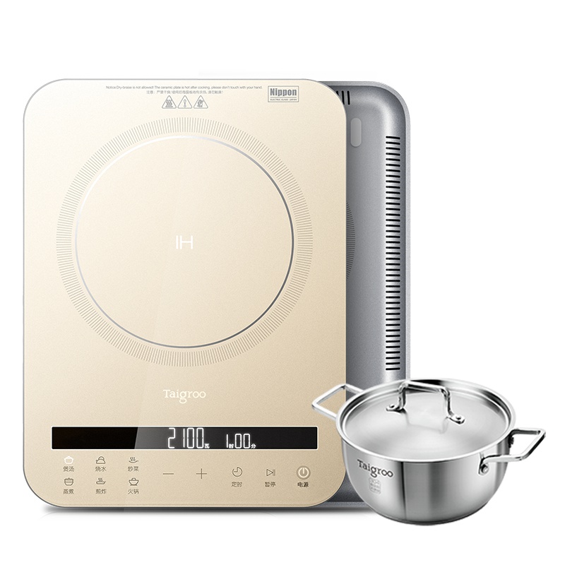 钛古(Taigroo) 电磁炉TG-S2101 日本 NEG面板 德国芯片 整版触摸式连续小火 10档以上 超薄 电磁灶
