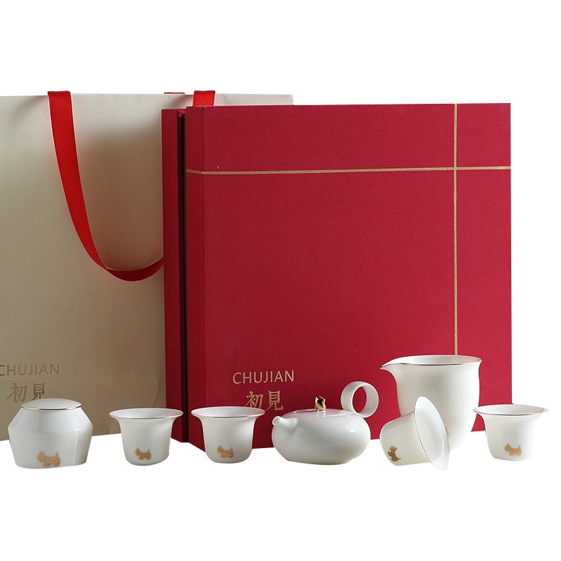 瓷物语玉白瓷旅行茶壶功夫茶具套装 家用简约 茶杯陶瓷(茶壶套装)