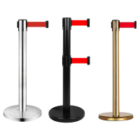 规格[红带两米 320*910mm 不锈钢色/钛金色/黑色 颜色备注]不锈钢栏杆座伸缩隔离带银行排队护栏杆警戒线围栏2米