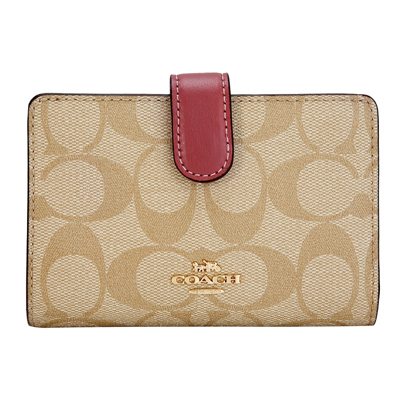 COACH 蔻驰 奢侈品 女士卡其色人造革短款钱包钱夹 F23553 IMP4J