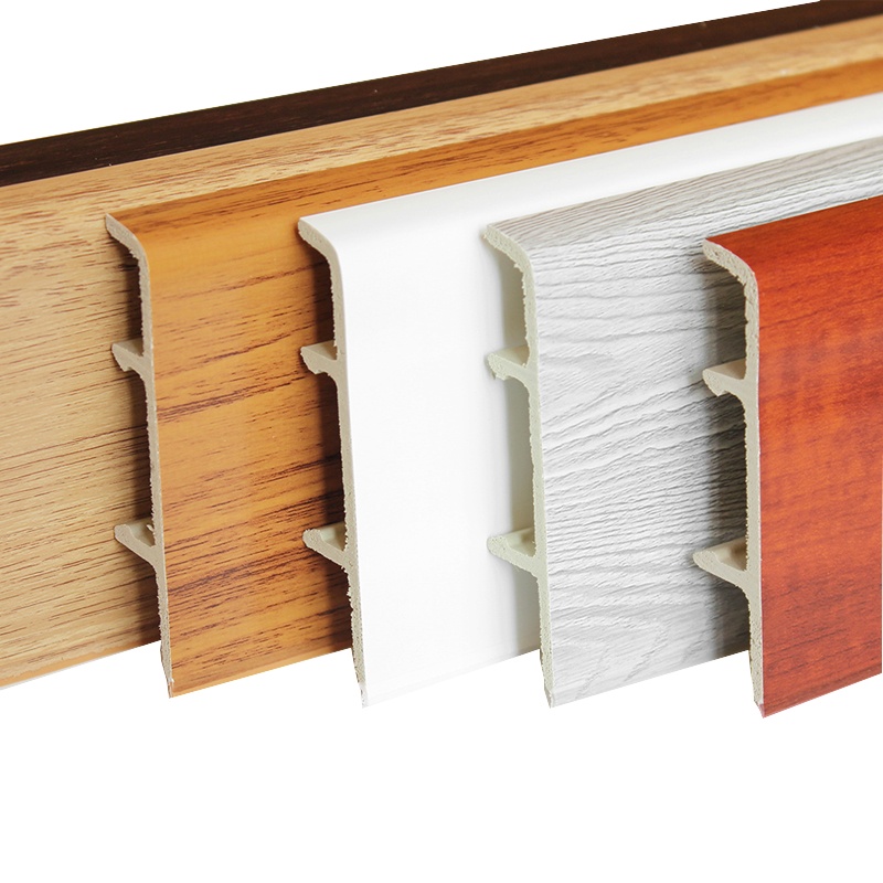 PVC高分子踢脚线墙脚线地脚线贴脚线防水环保加厚塑料装饰封边木纹白色7.5-10公分宽加厚