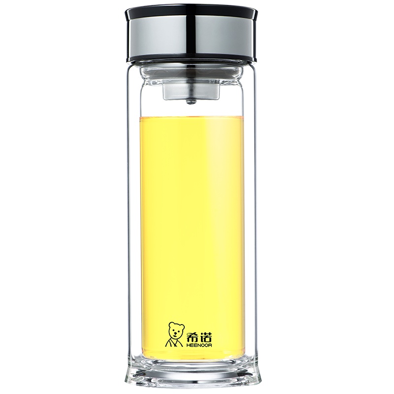 希诺 XN-6901 双层玻璃杯 310ml 商务水杯茶水分离杯子 (单位:个)