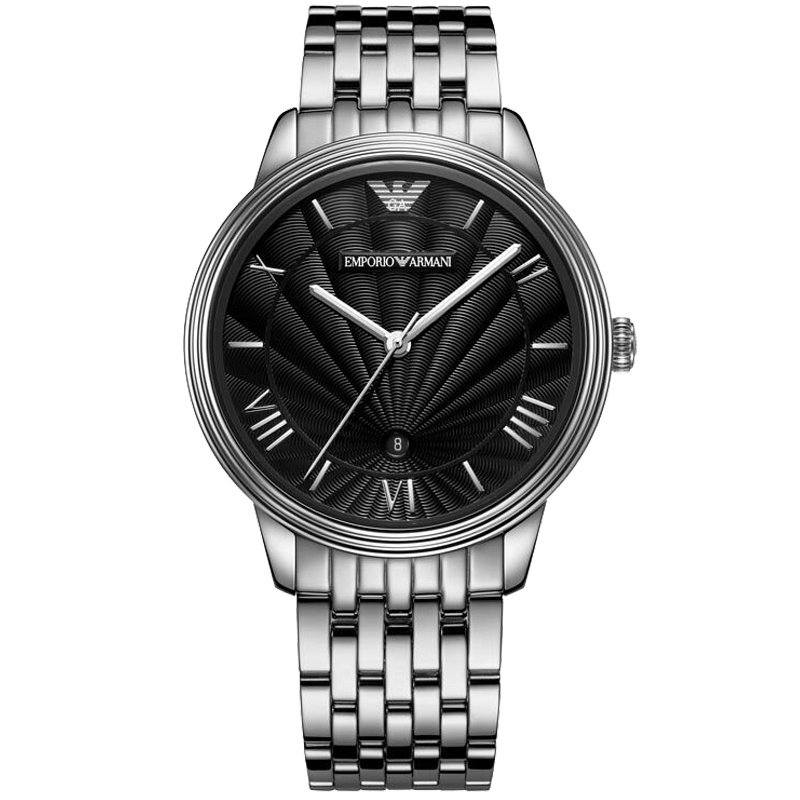 阿玛尼(EMPORIO ARMANI)手表 欧美品牌男士手表刚带腕表商务时尚休闲简约钢带皮带防水石英表 男 AR1614